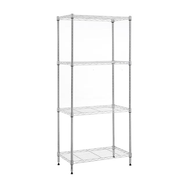 MZG 23.6-in W x 13.8-in D x 53.2-in H 4 -Tier Heavy Duty Chrome Metal Wire Utility Shelving Unit