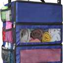 esouler Suitcase Organizer, Travel Luggage Organizer hanging packing cubes for travelportable hanging travel shelves Collapsible closet organizer for Carry-on (Navy blue, Medium)