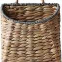GYASVWU Woven Hanging Basket Water Hyacinth Hanging Wall Basket Wicker Handmade Baskets for Garden Farmhouse Home (Paper rope mouth)