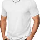 JMIERR Mens T-Shirt Short Sleeve Muscle Textured Knit Crewneck Slim T Shirt Gym Workout Athletic Tee Shirts (White, M)