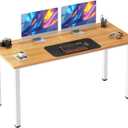 Need 54.3 Inch Large Computer Desk, Modern Simple Style Desk for Home Office, Basic Writing Table for Study Student, Teak White