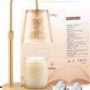Adjustable Candle Warmer Lamp with Timer - Electric Light Wax Warming Dimmable Flameless Top Melter Heater Melting Heating Height Small Jar Candles Gifts Women Mom Birthday Home Desk Modern Decor (Amber)