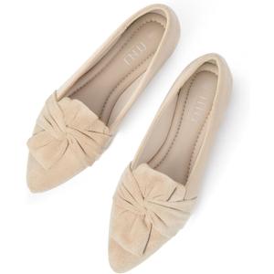MUSSHOE Women's Flats Dressy Pointed Toe Comfortable Bowknot Ballet Flats Shoes (7)