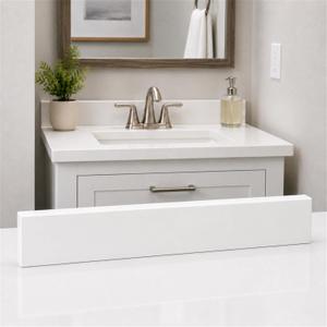 COUKIU Bathroom Vanity Sink Backsplash/Sidesplash (White Engineered Marble, 4" x 24")