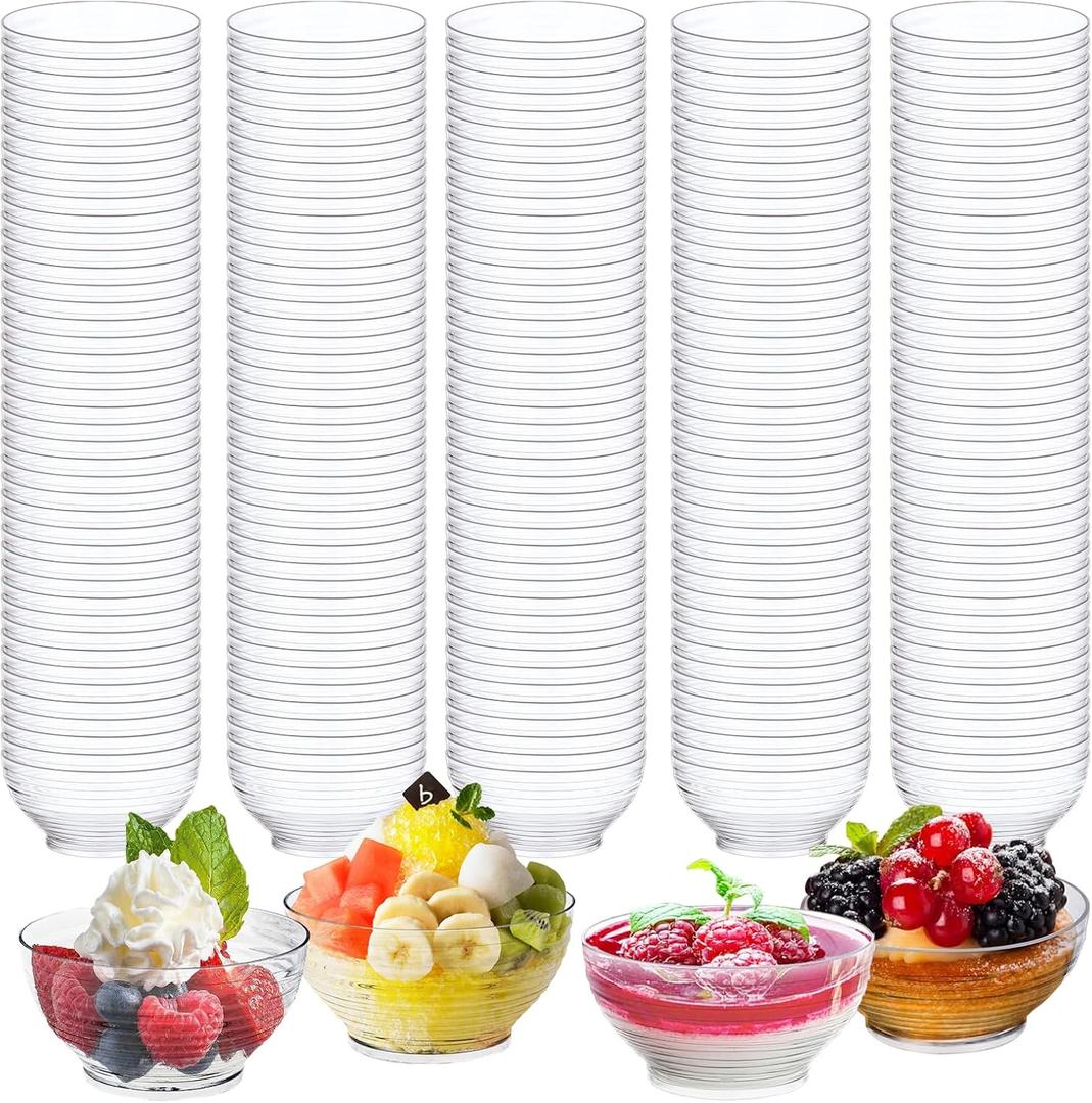 150 Pack 3 oz Hard Plastic Bowls, Clear Mini Plastic Bowl Disposable Dessert Bowl Mini Dessert Bowls Ice Cream Candy Serving Appetizer Cups for Salad Soup Snacks Wedding Birthday