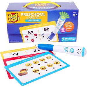 Educational Insights Hot Dots Alphabet Set with 72 Activities, Learn to Read Preschool Set with Interactive Pen, Ages 3+, Medium, Includes 36 Double-sided Cards and Pen