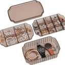 LETURE 3-Layer Jewelry Organizer Box for Earrings, Rings, Necklaces, Bracelets, Clear Plastic Bead Storage Containers for Crafts (Coffee)