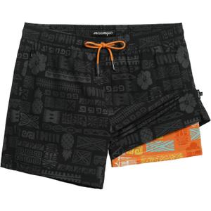 maamgic 5inch Mens Swim Trunks with Compression Liner 2-in-1 Swimming Shorts Stretch Quick Dry with Zipper Pockets (Black, XXL)