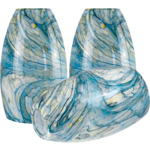 GO&SO 3-Pack Ink-blue Pendant Light Wave Glass Lamp Shades - Hand-Blown Rippled Texture with White Gradient, 7.8"H x 4"W Oval Art Fixtures, 1.57" Fitter,Mini Lamp Shade & Pendant Lamp Replacement Set