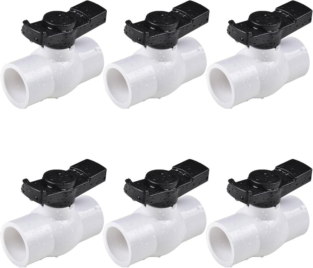 (6 Pcs) 3/4" PVC Ball Valve, Shut-Off PVC Ball Valve Socket with Upgrade Easy-Turn Handle for SCH40 Pipe-Suitable for Swimming Pool, Water Project & Irrigation System, Rated at 150 PSI