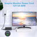 VHBW 12V5A for Sceptre Monitor Power Cord AC Adapter for Sceptre EC Series 32" 30" 27" 24" 22" 20" 19" 15" E248W E225W E205W E275W C325W-1920R Screen LED-Lit Monitor Power Supply Cord Charger