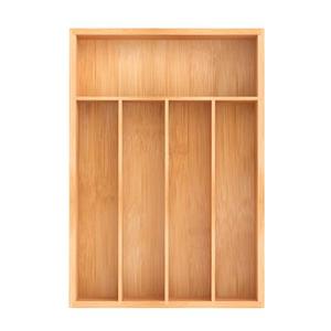 Unibambou Bamboo Utensil Drawer Organizer, Kitchen Organizer for Flatware Cutlery, Silverware Tray for Drawer (5 Slots, Natural)