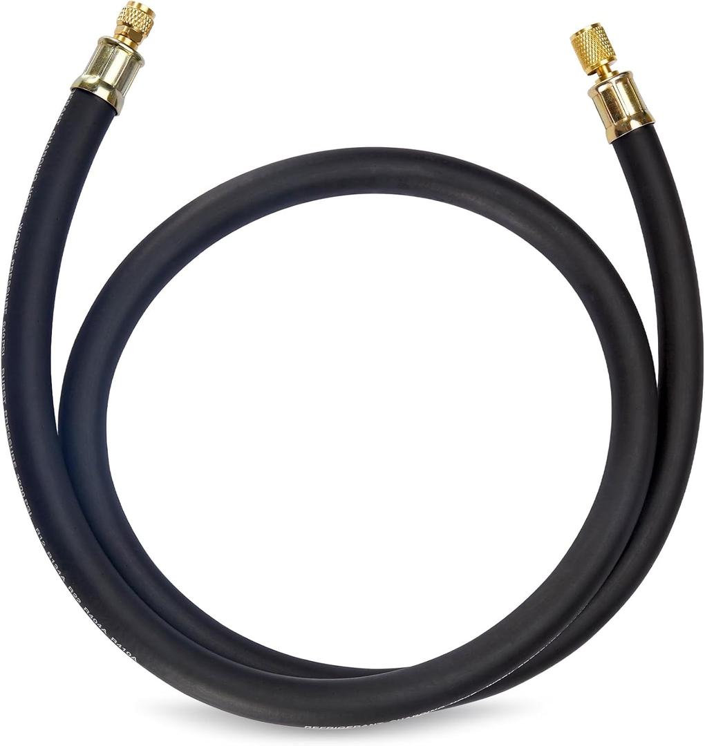 Upgraded 1/2" Diameter Hvac Vacuum Hose, 3/8" to 1/4" Fitting High-Flow Refrigerant Hose Faster HVAC Evacuation and Recovery, 6 Feet Black