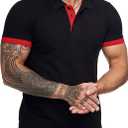 Men's Short Sleeve Casual Slim Fit Polo Shirts Basic Designed Classic Cut Cotton Shirts (X-Large, Black)