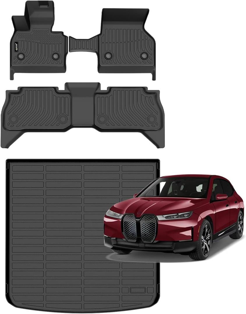 Jenofa-Floor Mats for BMW iX 2022-2026 Cargo Mat Car Mats for BMW iX 2025 All Weather Floor Liner Custom Fit Automotive Waterproof Durable Full Set Accessories