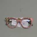 ICARA Oversized Christmas Bling Rhinestone Reading Glasses for Women Christmas Party Ladies Readers (Pink)