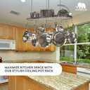 Vdomus Hanging Pot Rack - Ceiling Mount Kitchen Organizer for Pots and Pans with 15 Hooks - 33 x 17 Inches Heavy-Duty, Durable and Space-Saving Pan Holder - Silver