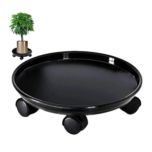 11inch Black Plant Caddy with Wheels, Round Plant Stand, Heavy Duty Flower Pot Mover, Garden Plant Dolly Trolley Patio Plant Saucer Plant Rack Plant Tray, (1 Pcs)