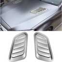 Blilo Car Hood Vents, 2PCS Universal Hood Air Vents for Car Hood Scoop, Bonnet Vent Hood Air Intake Trim Cover (Silver)