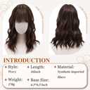 DZFAYESM Hair Topper with Bangs 16 Inch Medium Brown with Highlights Synthetic Wavy Hair Toppers for Women 6.5"x6.5" Big Base Invisible Wiglets Hairpieces for Women Daily Wear
