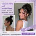 Short Kinky Curly Grey Drawstring Ponytails Extension for Black Women Curly Ombre Gray Ponytail Drawstring Extension Synthetic Gray Messy Bun Grey Hair Piece Salt and Pepper 10Inch T1B/GRAY