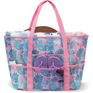 F-color Mesh Beach Bag Family - Large Tote Bag for Cruise Pool Toys Beach Vacation Essentials
