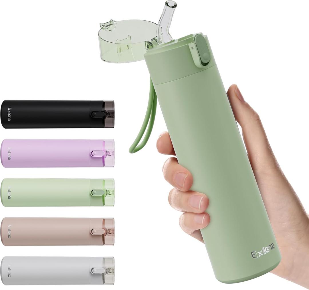 9oz Small Water Bottles with Straw, Mini Water Bottle with One-Hand Open Design, Leak-Proof Locking Lid for Hot&Cold Drinks, Small Travel Water Bottle - 100% Leakproof for School, Travel (Mint)