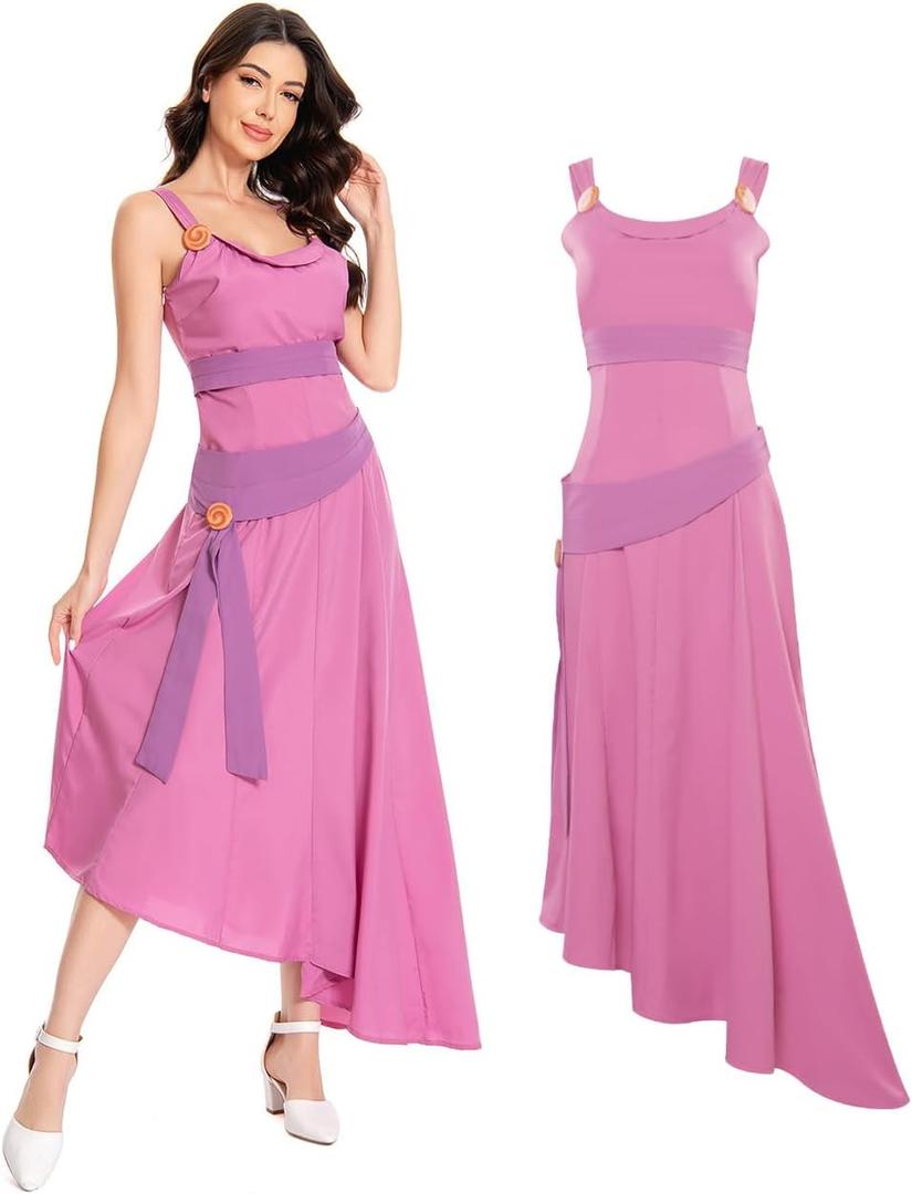 Vaianie Princess Cosplay Costume for Adult Women Pink Sleeveless Dress Outfits for Halloween Party (Large, Purple)