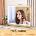 Ratsamee 23"x18" Gold Vanity Mirror with Lights, Led Makeup Mirror, Lighted Makeup Mirror with 3 Color Dimmable Lights, Smart Touch Screen Control, Aluminum Metal Frame,USB Charging Port