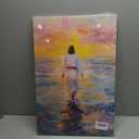 Pink Jesus Wall Art Jesus Walking On Water Wall Decor God Christian Painting Poster Religious Biblical Picture Print Artwork for Living Room Bedroom Church Decoration Home Decoration (16x24in Canvas)