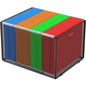 MaxGear Hanging File Organizer Box, Metal Mesh File Folder Storage Box for Letter Legal Size, Black Filing Box for Hanging File Folders, Hanging Folder Organizer for Desk, Office, School, Home