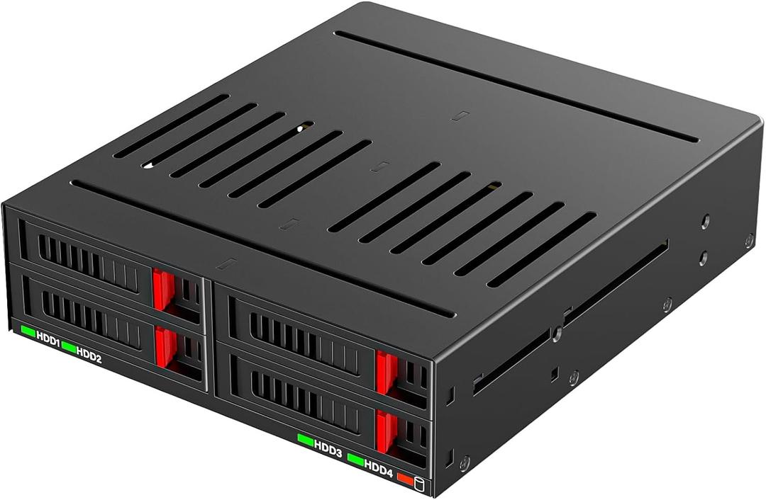 4 Bay SATA HDD & SSD Hot Swap Cage, 4 Bay Hard Drive Dock for 5.25 Enclosure