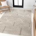 JONATHAN Y Art Deco Striped Arches Indoor Area Rug 8X10 Beige/Cream, Ariana MidCentury High-Low Two-Tone for Living Room, Bedroom, Kitchen, Easy-Cleaning, Pet-Friendly, Non-Shedding SND100A-8