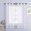 NICETOWN Sheer Curtains 63 inch Length - Grommet Living Room Curtain Panels Voile Textured Soft and Lightweight Window Treatments for Bedroom Decor, W37 x L63, 2 Pieces (White)