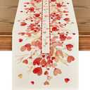 Artoid Mode Red Heart Branch Table Runner, Seasonal Leaf Kitchen Dining Table Decoration for Home Party Decor 13x72 Inch