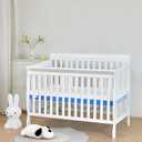 Dual Sided Comfort Gel Memory Foam Breathable Baby Bed Mattress for Crib, Premium for Infant and Toddler with Removable Outer Cover, White & Blue, Standard Size 52 x 27.5 x 5 Inches