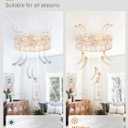 LEDIARY Caged Ceiling Fan with Light and Remote, 20in Small Low Profile Ceiling Fans with Lights, 6 Speed Farmhouse Flush Mount Ceiling Fan for Bedroom, Kitchen, Living Room-White and Gold