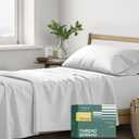 THREAD SPREAD 100% Organic Cotton Sheets Twin XL Size - 3 PC Organic Cotton Twin XL Size Percale Weave Sheet Set, Cooling, Crisp & Breathable, 16" Deep Pocket Bedding Set for Dorm Room - Light Grey