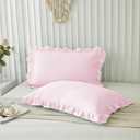 Microfiber Ruffle Pillow Shams Standard Size , 20X26 - Solid Ruffled Fringe Design Pillow Cases Soft & Breathable - Unique Collection Decorative Pillow Covers 20X26 - Baby Pink 1 Pack