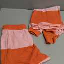 Yanekop Womens Oversized Striped Set Matching Workout Sets Lounge Sets 2 Piece Outfits Half Zip Pullover and Shorts Set (Small, Orange Pink)