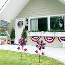 YEAHOME 4th of July Decorations Outdoor, 22.4" Set of 2 Red White Blue Metal Flowers Decorative Garden Stakes for Memorial Day Decorations, Yard Signs Patriotic Decorations for Garden Lawn Porch