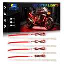 YM E-Bright Car Led Strip Lights Cuttable Underglow Led Ambient Lighting for Motorcycle Trucks Van Boat Golf Cart Interior Exterior Waterproof IP68 24inch 60CM 72SMD 12v,Red (Pack of 4)