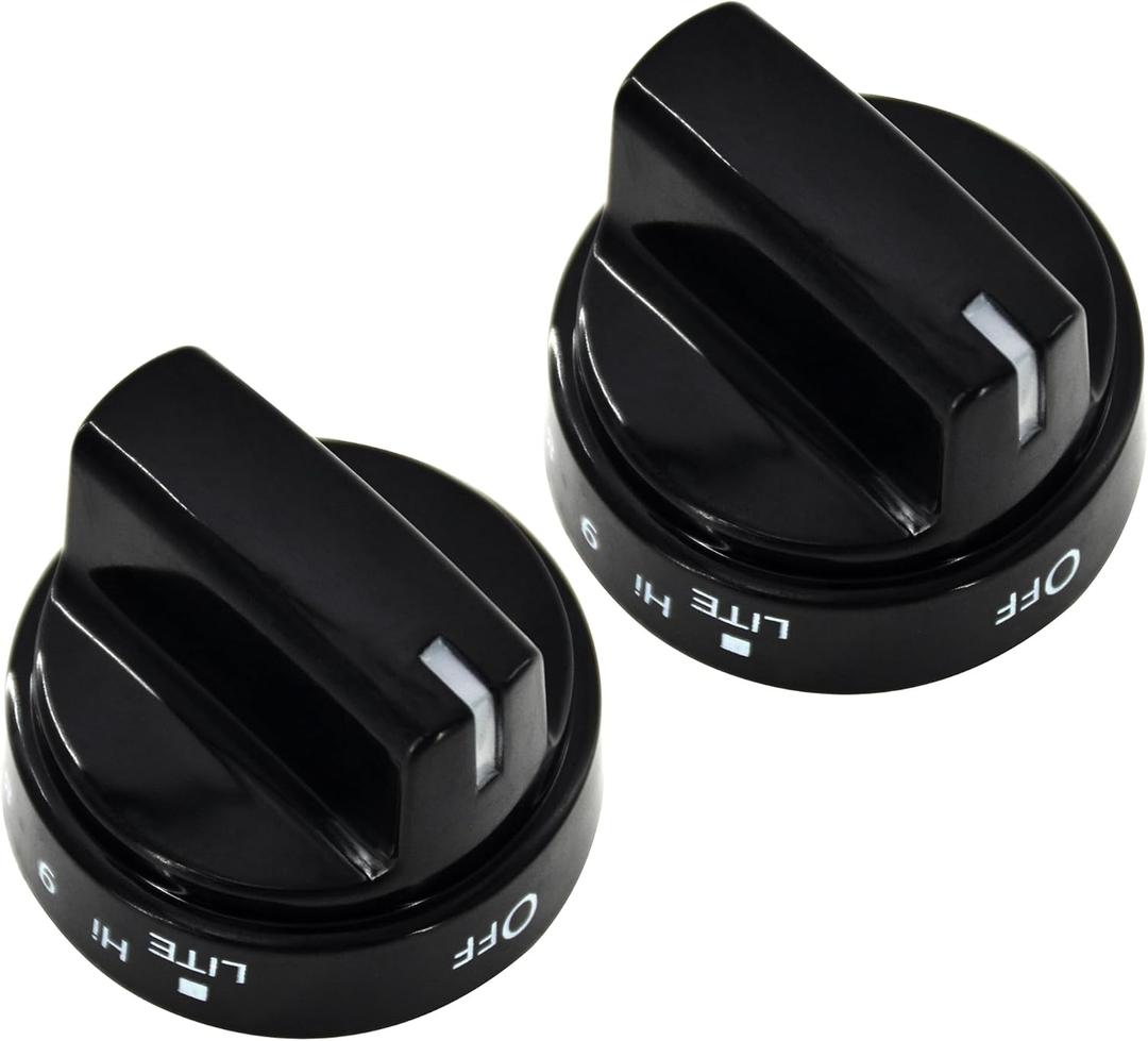 WB03X24759 Range Surface Burner Knob Gas Control Assembly Black Compatible with GE Stove Knob Replace 4454960, AP6030811, PS11762250, EAP11762250 (2PCS)