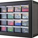 IRIS USA Small Drawer Organizer Storage, 16-Drawer Craft Cabinet for Screws Hardware Art Supplies Small Parts Nuts Bolts Nails Tool Container, Drink Packet and Water Flavor Packet Organizer, Black