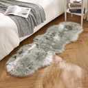 MIULEE Luxury Super Soft Fluffy Area Rug Faux Fur Sheepskin Rug Decorative Plush Shaggy Carpet for Bedside Sofa Floor Nursery 2 x 6 Feet, Light Grey