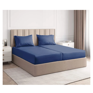 CGK Unlimited 400 Thread Count Cotton Bed Sheet Set - 100% Cotton Sheets - Sateen Cotton - Fits 8" to 16" Mattress - Silky-Soft, Hotel Quality Bedding Linens, Split King, Navy Blue