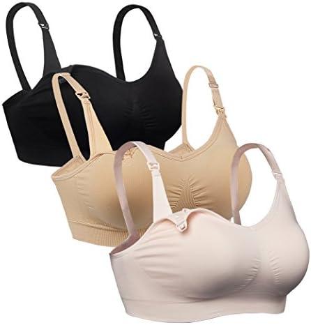 iloveSIA Nursing Bras for Mom Breastfeeding, Seamless Supportive Sleep Bra for Maternity Postpartum, 3 Pack, 2XL