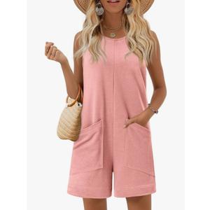 Ekouaer Womens Romper Summer Sleeveless Jumpsuit Casual Short Overalls with Pocket 2025 M