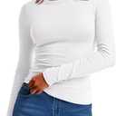 ANRABESS Womens Long Sleeve Thermal Shirts Slim Fit Basic Tee Tops Warm Fleece Undershirts 2025 Fall Winter Layer Outfits (Small, White)