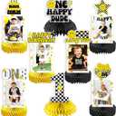 NANAGALI 8 Pcs One Happy Dude Honeycomb Centerpiece One Happy Dude 1st Photo Table Centerpiece Party Decoration Set 1st Table Toppers Centerpieces First Birthday Party Idea for Baby Boys and Girls